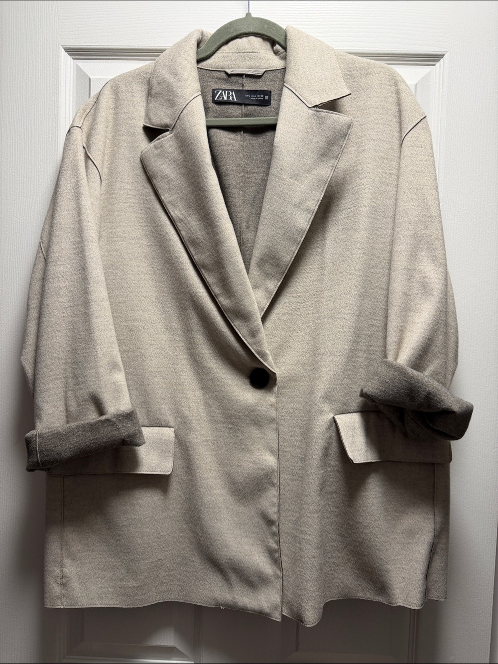Zara Beige Oversized Single-Button Blazer